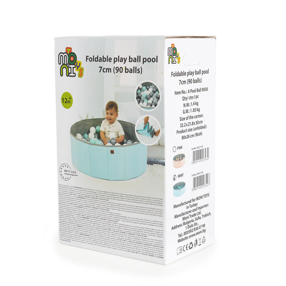 Labdamedence 90 db labdával, összecsukható, rózsaszín - 80 cm - Játéktündér webáruház