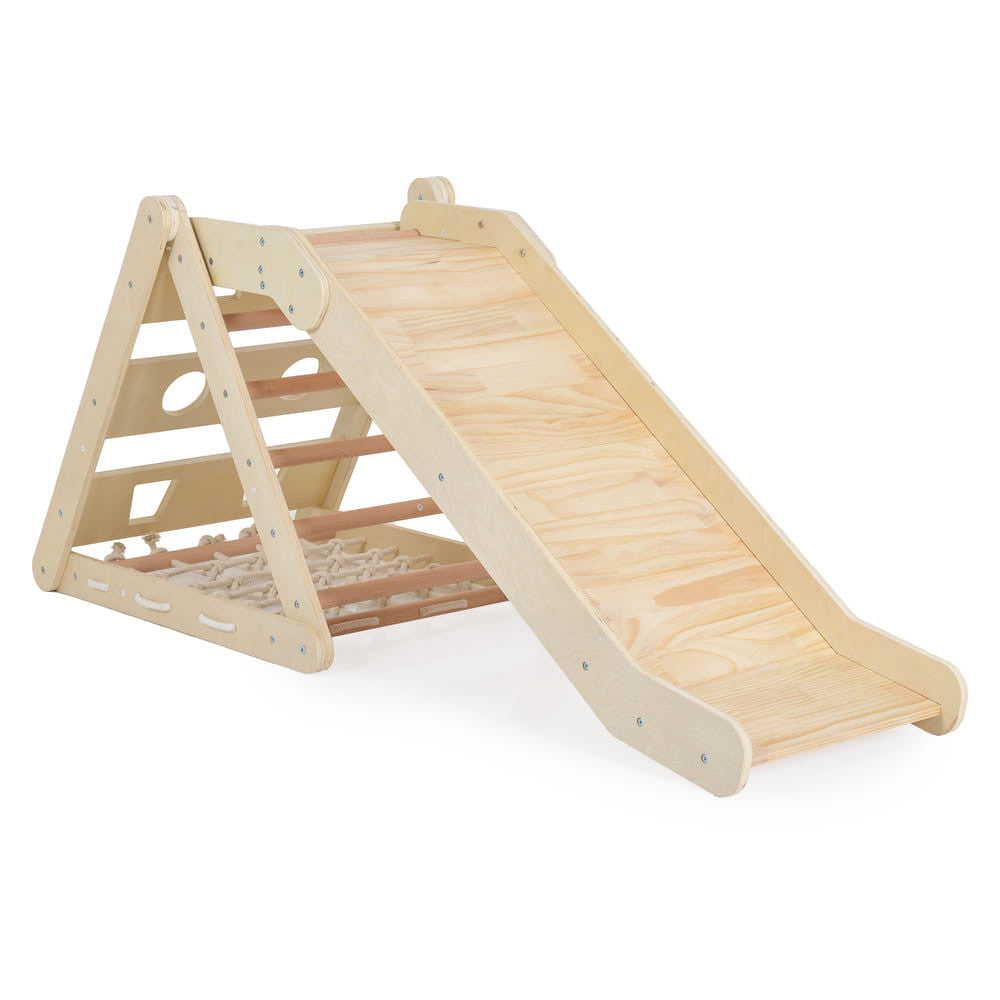 Moni Toys Pickler fa mászóka 3in1 csúszdával Montessori natúr 155 × 57 cm