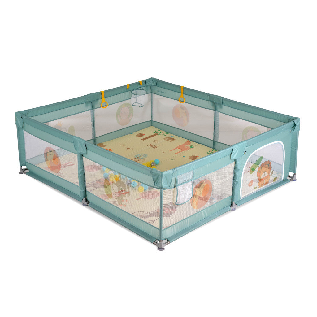 GAMEZONE járóka összecsukható szőnyeggel, 60 labdával 150x200 MENTA - Játéktündér webáruház