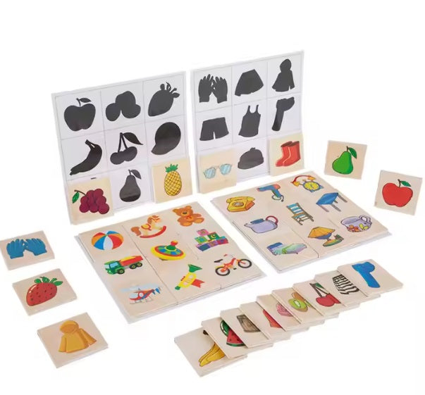 Montessori fa memóriajáték, árnyjáték