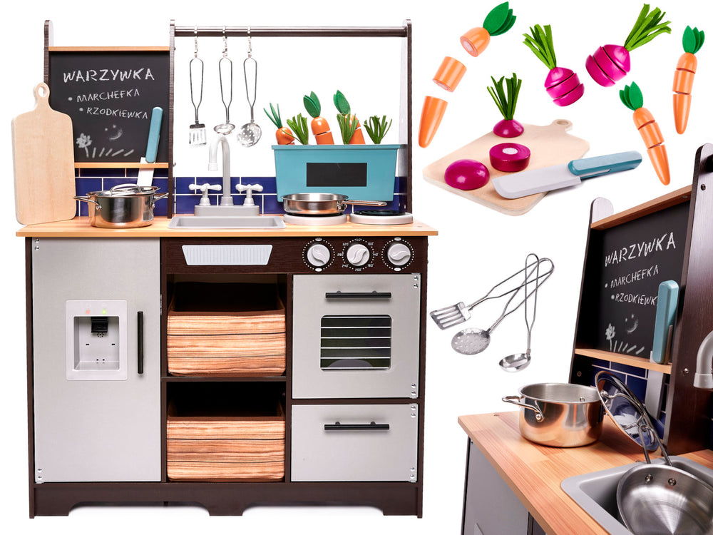 Fa játékkonyha gyerekeknek - kiegészítőkkel, XXL, 96 cm