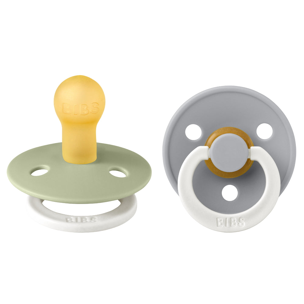 BIBS Colour világító éjszakai játszócumi natúr kaucsuk 0-6 hó - 2 db (zsálya és delfin)