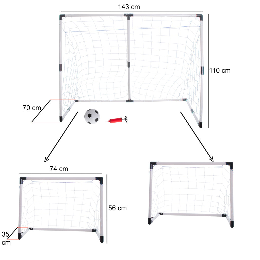 Gyerek focikapu 2 az 1-ben labdával és pumpával 143 × 110 cm - Játéktündér webáruház