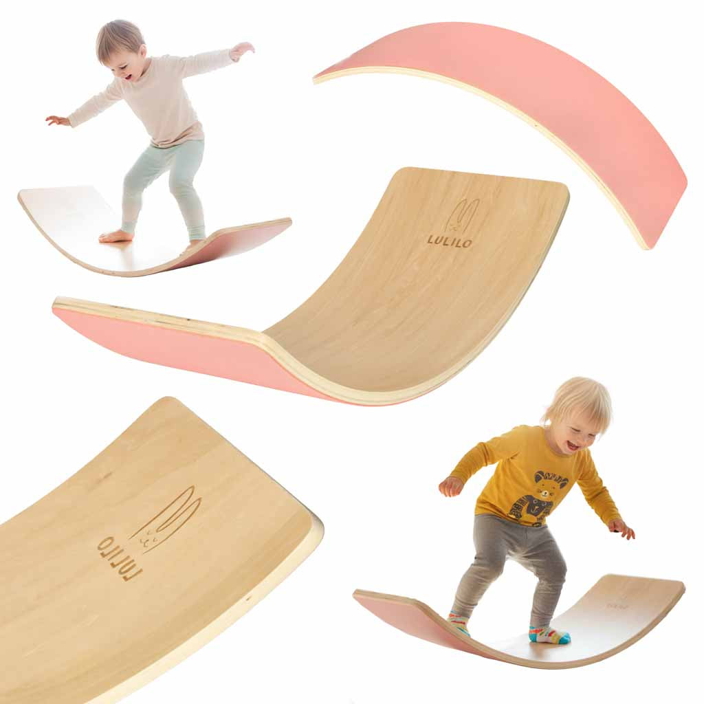 Fa montessori egyensúlyozó deszka/palló rózsaszín