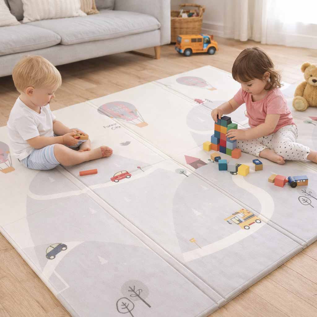 CSOMAGOLÁS SÉRÜLT - Kétoldalas, összehajtható oktató habszivacs játszószőnyeg 150×200 cm - Játéktündér webáruház