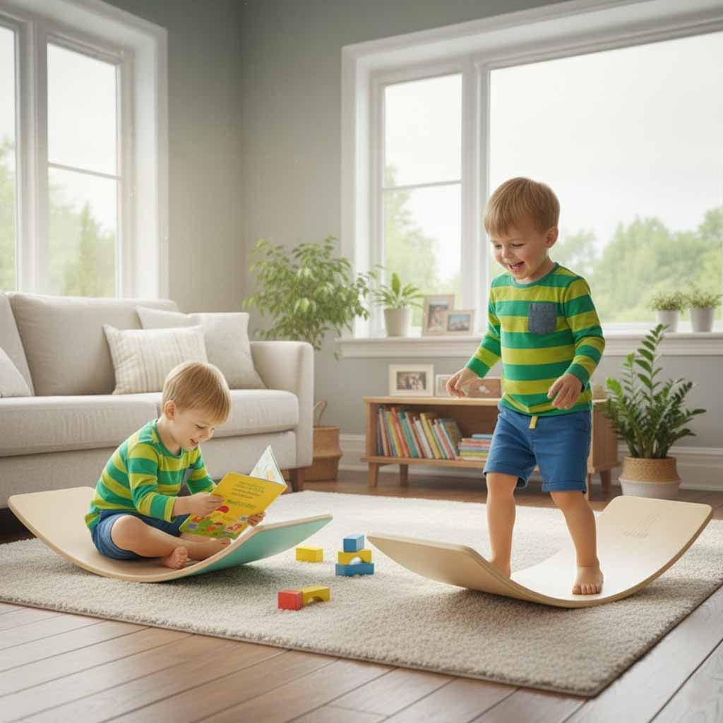 Fa montessori egyensúlyozó deszka/palló, türkiz - LULILO - Játéktündér webáruház