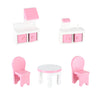 Fa babaház bútorokkal, 70 cm, rózsaszín, LED világítással