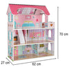 Fa babaház bútorokkal, 70 cm, rózsaszín, LED világítással