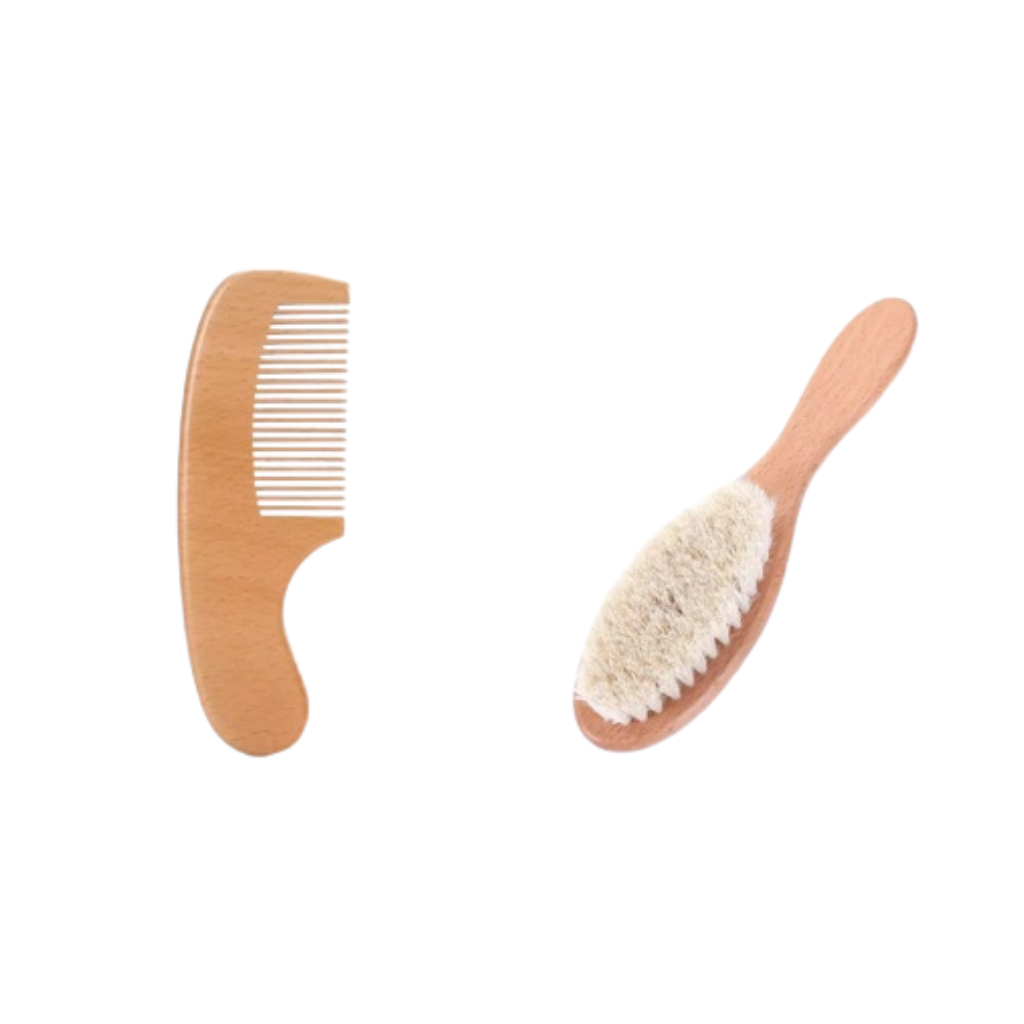 Baba fésű és hajkefe szett- Bükkfa és kecskeszőr