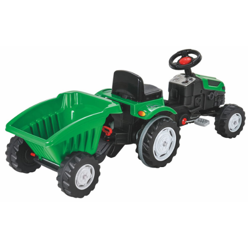 Pilsan pedálos traktor trélerrel, zöld