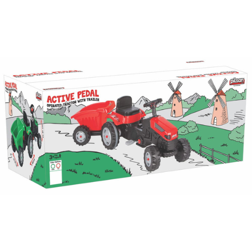 Pilsan pedálos traktor trélerrel, piros
