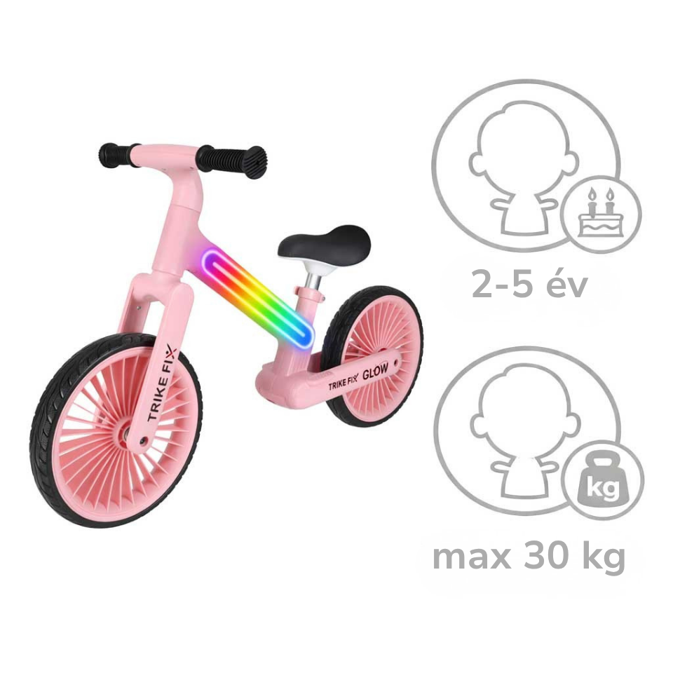 Trike Fix Glow cross-country bike LED pink - Játéktündér webáruház