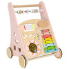Fa járássegítő abakusszal és fejlesztő játékelemekkel, rózsaszín – Tanulás mozgás közben!