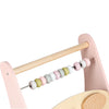Fa járássegítő abakusszal és fejlesztő játékelemekkel, rózsaszín – Tanulás mozgás közben!