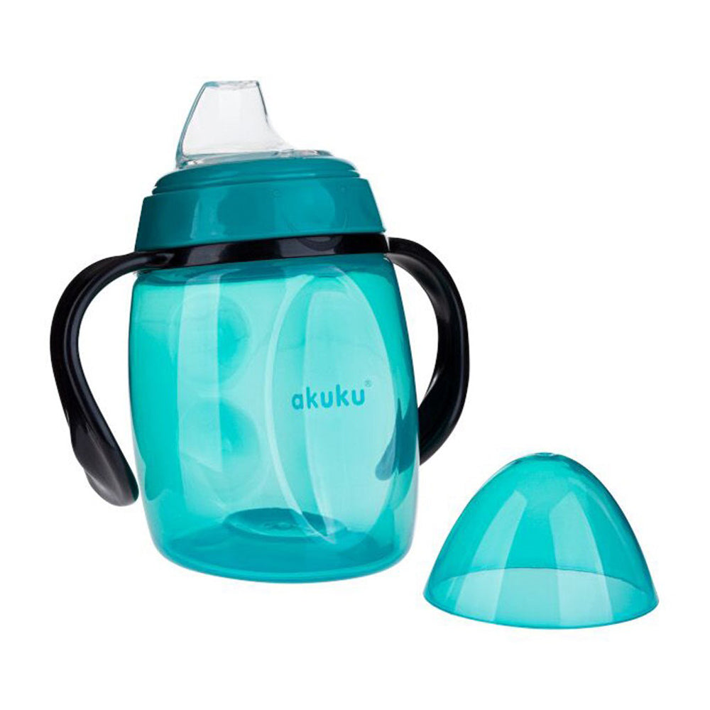 Akuku döntött csőrű szilikonos ivópohár babáknak - 280 ml, 9 hó türkiz