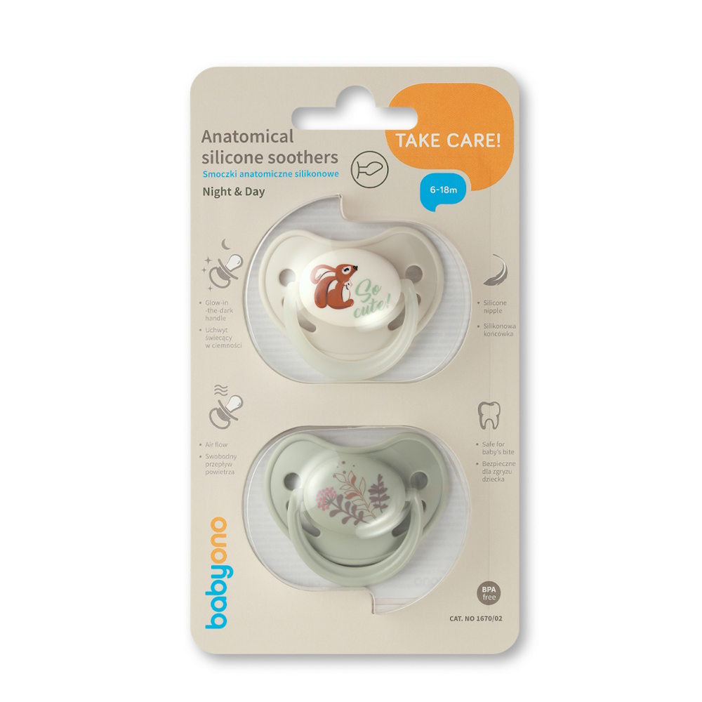 BabyOno anatómiai szilikon játszócumi, 2 db - So Cute, 6-18 hó